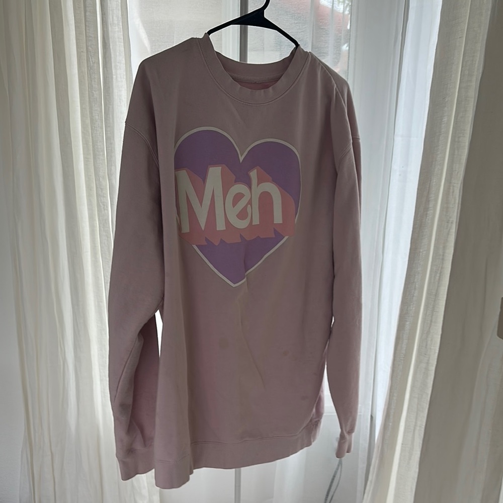 Meh Graphic Sweatshirt - Pink